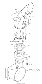 Discharge Chute Diagram and Parts List for C950-52848-0 (1695561)(2008) Briggs and Stratton Snow Blower